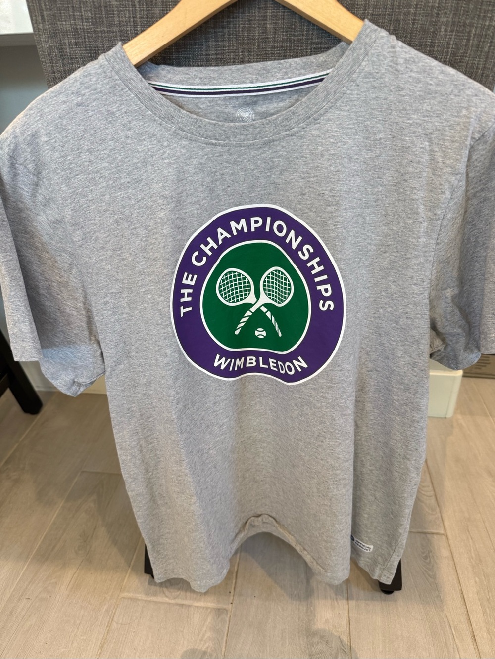 Wimbledon Gray T-Shirt with Green & Purple Championship Logo